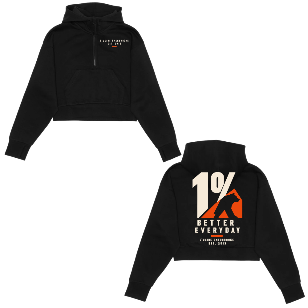 Hoodie Crop Scuba 1/2 zip - L'Usine Sherbrooke - Collection Non Conventionnel