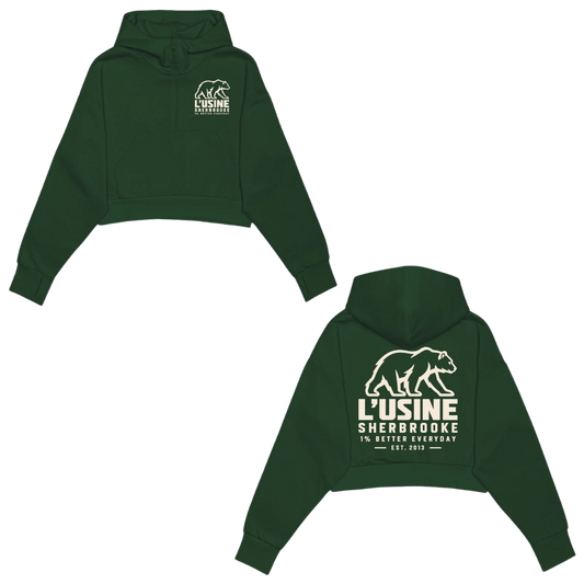 Hoodie Crop Scuba 1/2 zip - L'Usine Sherbrooke - Collection OURS